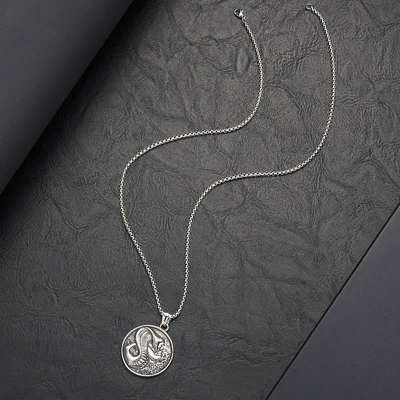 Buddha Stones Titanium Steel Year Of The Snake Balance Necklace Pendant