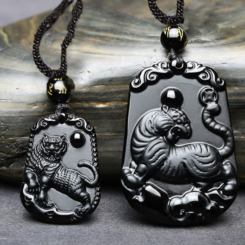 Buddha Stones Chinese Zodiac Obsidian Purification Fulfilment Necklace Pendant