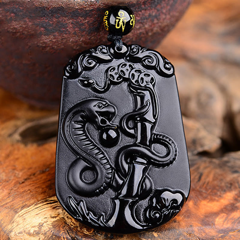 Buddha Stones Chinese Zodiac Obsidian Purification Fulfilment Necklace Pendant