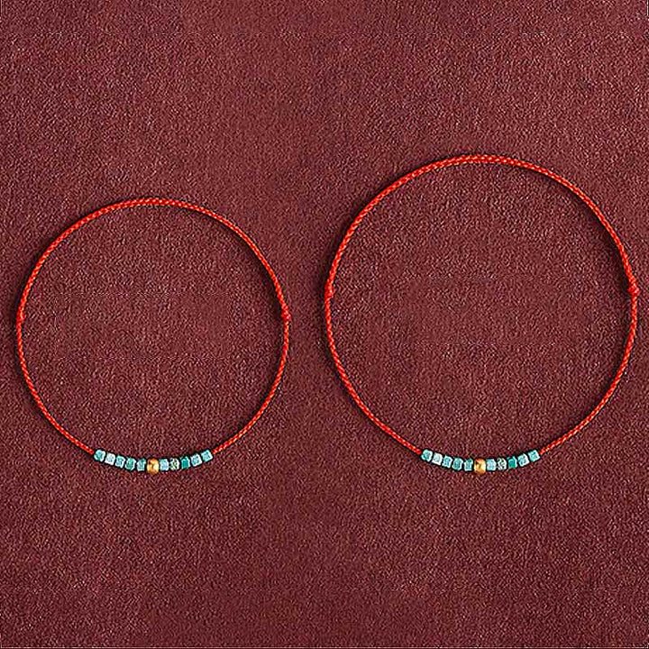 Buddha Stones 999 Gold Beads Turquoise Protection Braided Bracelet Anklet - image 10