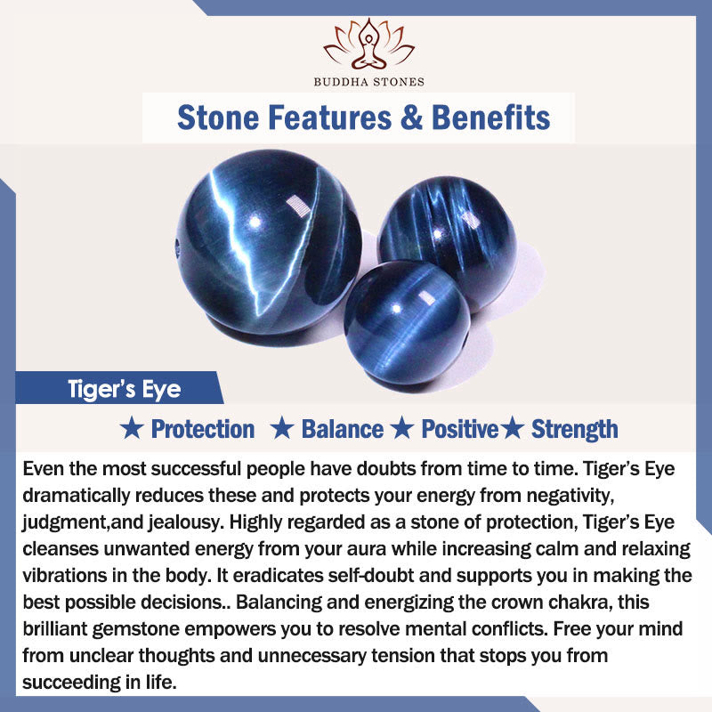 Buddha Stones Natural Silver Sheen Obsidian Blue Tiger Eye Om Mani Padme Hum Soothing Bracelet - image 11