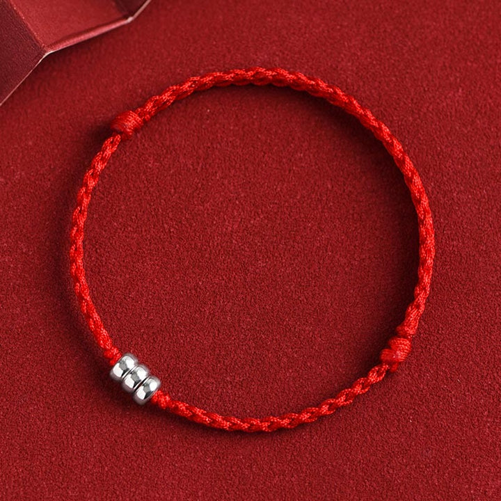 Buddha Stones 925 Sterling Silver Beads Protection Luck Braided Bracelet Anklet