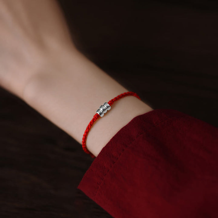 Buddha Stones 925 Sterling Silver Beads Protection Luck Braided Bracelet Anklet - image 9