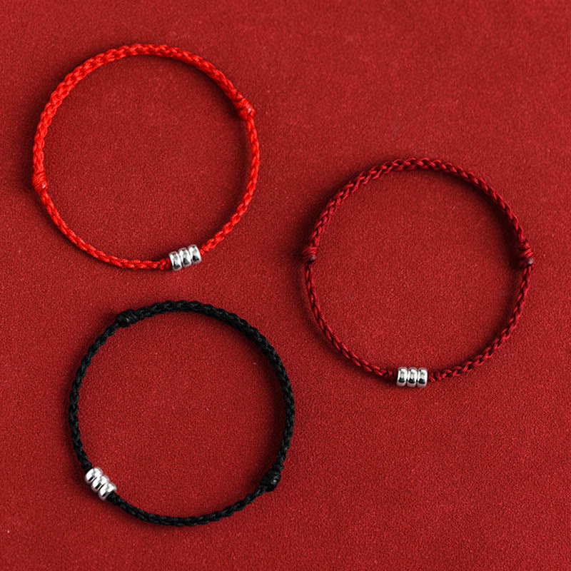 Buddha Stones 925 Sterling Silver Beads Protection Luck Braided Bracelet Anklet - image 17