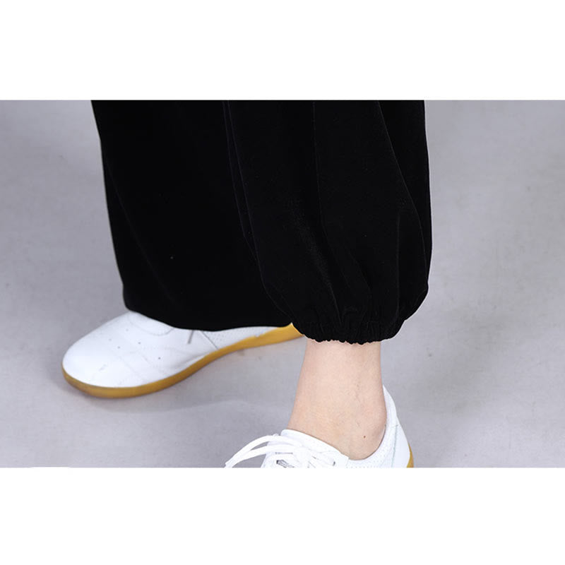 Buddha Stones 2Pcs Fall Winter Tai Chi Meditation Qigong Zen Practice Unisex Velour Plush Clothing Set - image 6