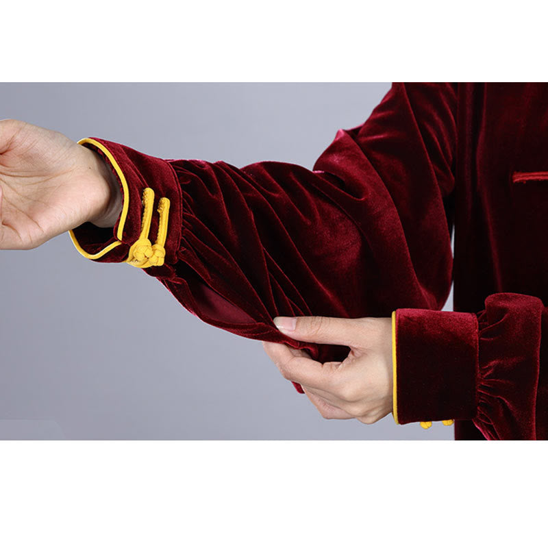 Buddha Stones 2Pcs Fall Winter Tai Chi Qigong Practice Unisex Frog-Button Meditation Velour Clothing Set - image 10