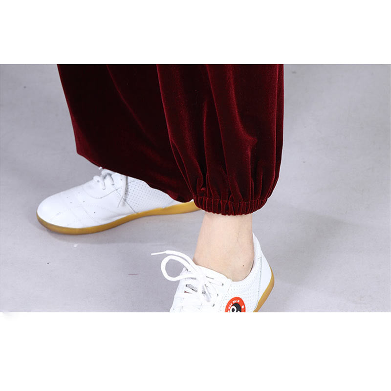 Buddha Stones 2Pcs Fall Winter Tai Chi Qigong Practice Unisex Frog-Button Meditation Velour Clothing Set - image 12