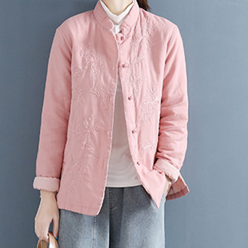Buddha Stones Retro Flower Design Thermal Long Sleeve Cotton Linen Women's Shirt - Pink - US8-10，UK/AU12-14，EU40-42 (2XL) - image 7