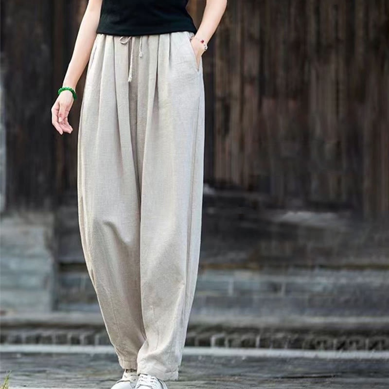 Buddha Stones Plain Design Cotton Women's Pants - image 7