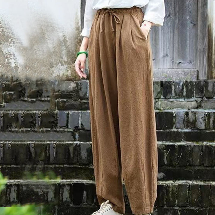 Buddha Stones Plain Design Cotton Women's Pants - image 4