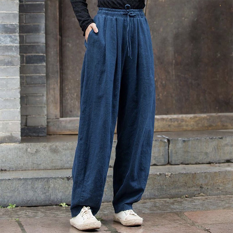 Buddha Stones Plain Design Cotton Women's Pants - image 14