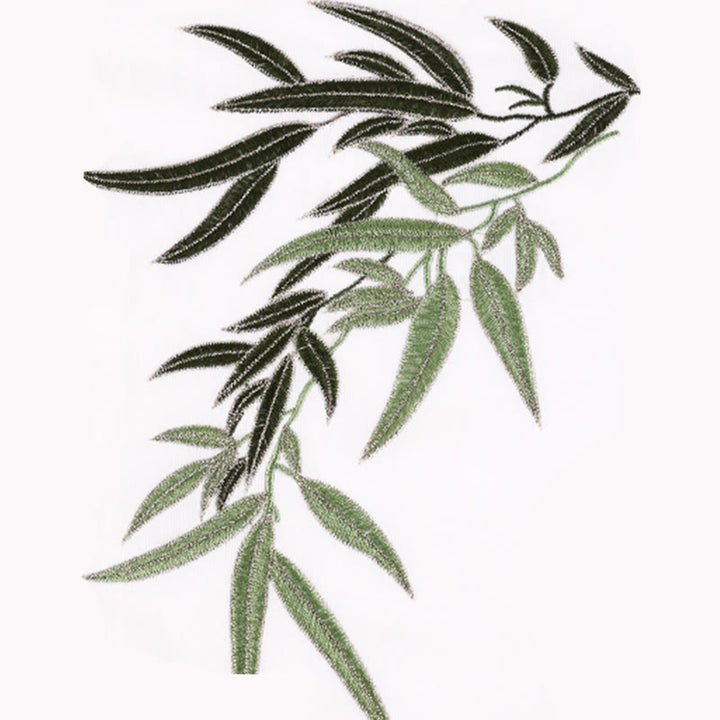 Buddha Stones 2Pcs Fall Green Bamboo Leaves Embroidery Frog-Button Tai Chi Meditation Qigong Zen Practice Unisex Cotton Clothing Set - image 5