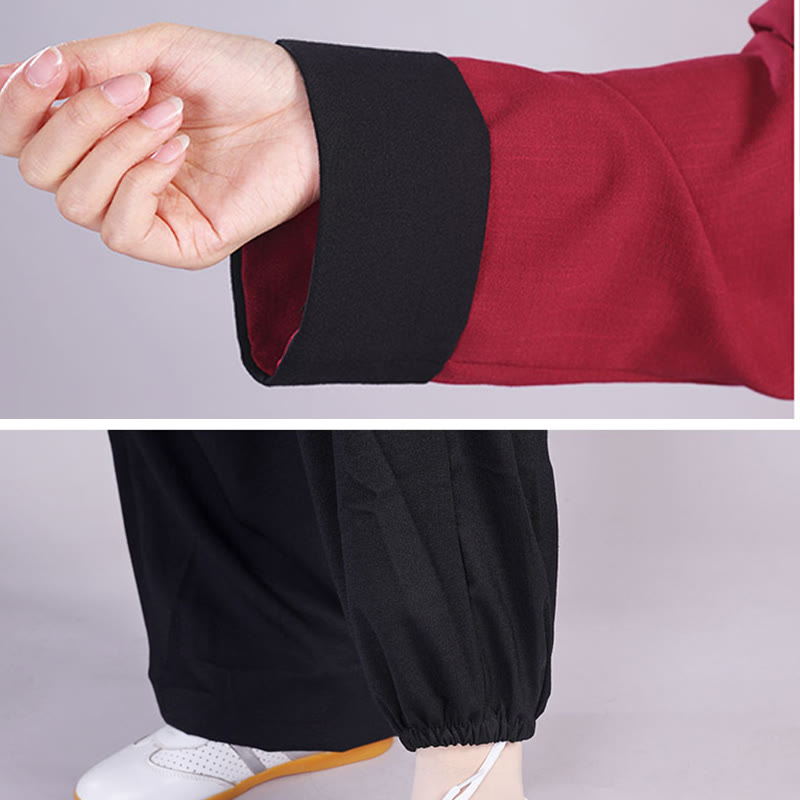 Buddha Stones 2Pcs Fall Winter Frog-Button Tai Chi Meditation Qigong Zen Practice Unisex Cotton Linen Clothing Set - image 9