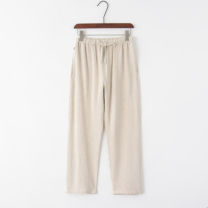 Buddha Stones Spring Summer Solid Men's Drawstring Linen Pants With Pockets - Linen - US/UK/AU44，EU54 (4XL) - image 6