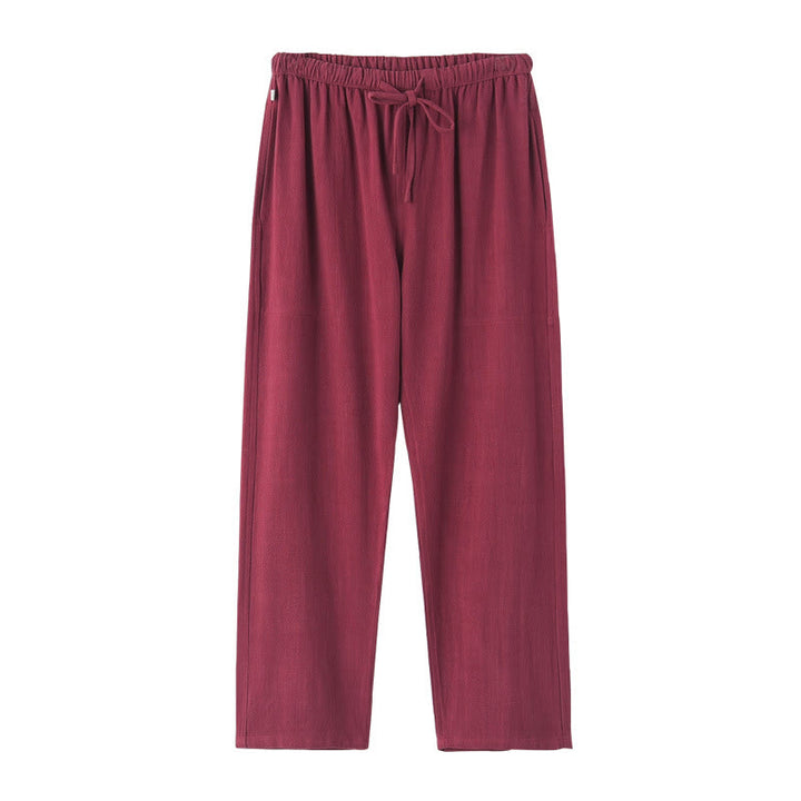 Buddha Stones Spring Summer Solid Men's Drawstring Linen Pants With Pockets - image 12