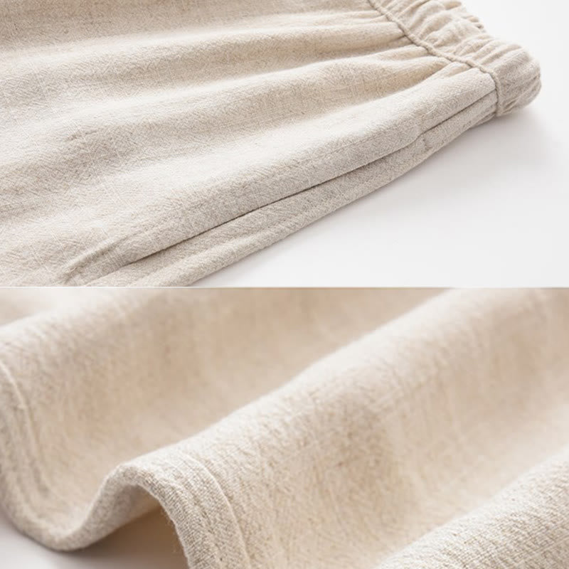 Buddha Stones Spring Summer Solid Men's Drawstring Linen Pants With Pockets - image 9