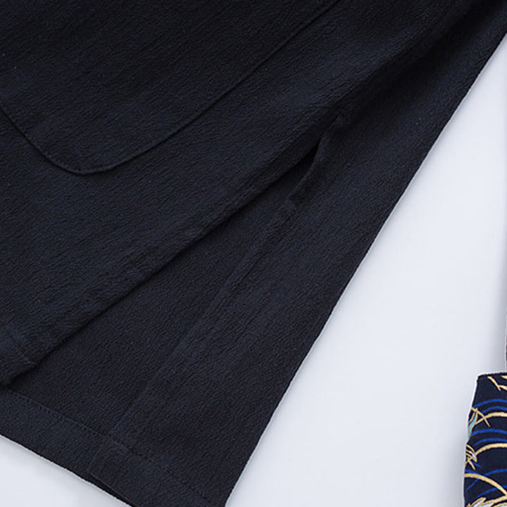 Buddha Stones Men's Frog-Button Tang Suit Cotton White Crane Embroidery Jacket Shirt With Pockets - image 7