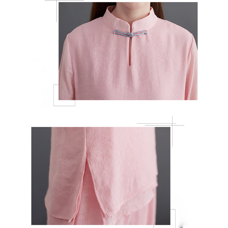 Buddha Stones 2Pcs Solid Women's Long Sleeve Shirt Pants Meditation Clothing Set - image 8