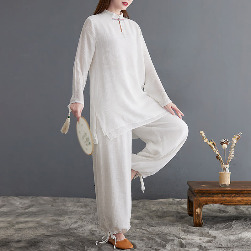 Buddha Stones 2Pcs Solid Women's Long Sleeve Shirt Pants Meditation Clothing Set - image 16