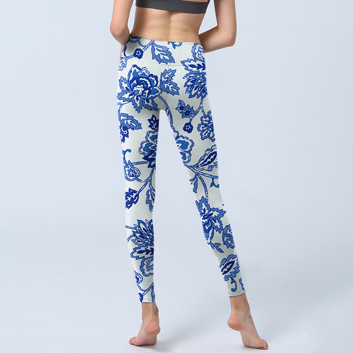 Buddha Stones Flowers Print Gym Leggings Women's Yoga Pants