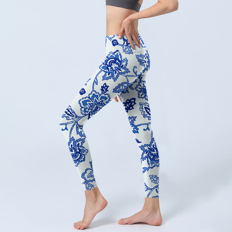 Buddha Stones Flowers Print Gym Leggings Women's Yoga Pants - image 3