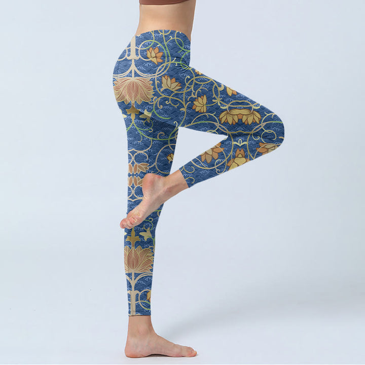 Buddha Stones Lotus Flowers Print Gym Leggings Women's Yoga Pants - image 4