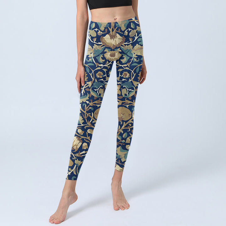 Buddha Stones Interconnected Lotus Flowers Pattern Gym Leggings Women's Yoga Pants