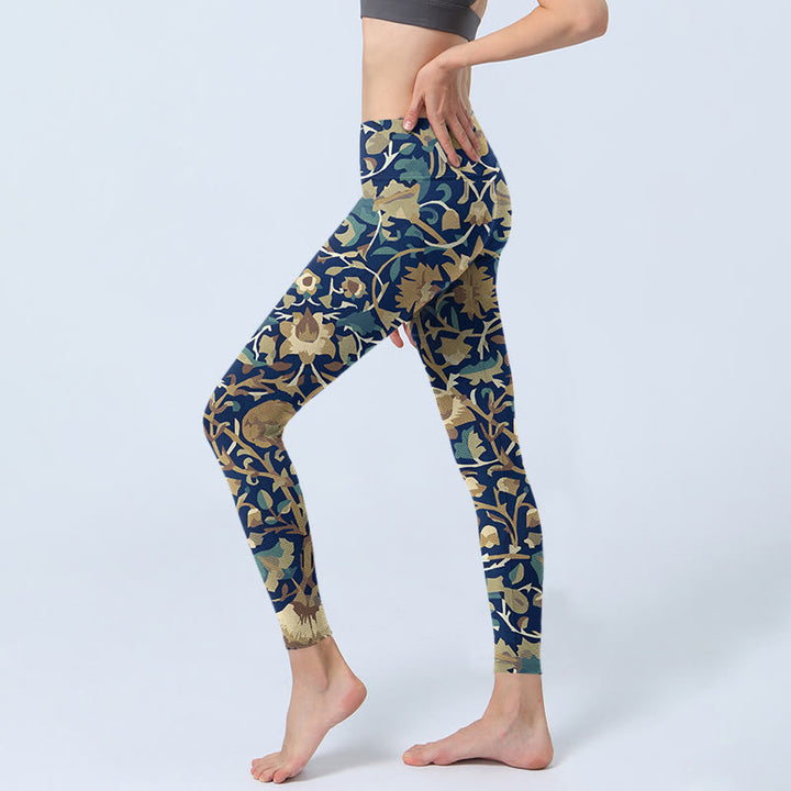 Buddha Stones Interconnected Lotus Flowers Pattern Gym Leggings Women's Yoga Pants