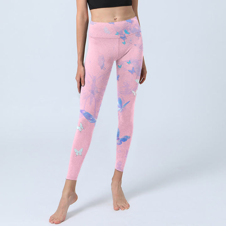 Buddha Stones Butterfly Print Gym Leggings Women's Yoga Pants - image 6