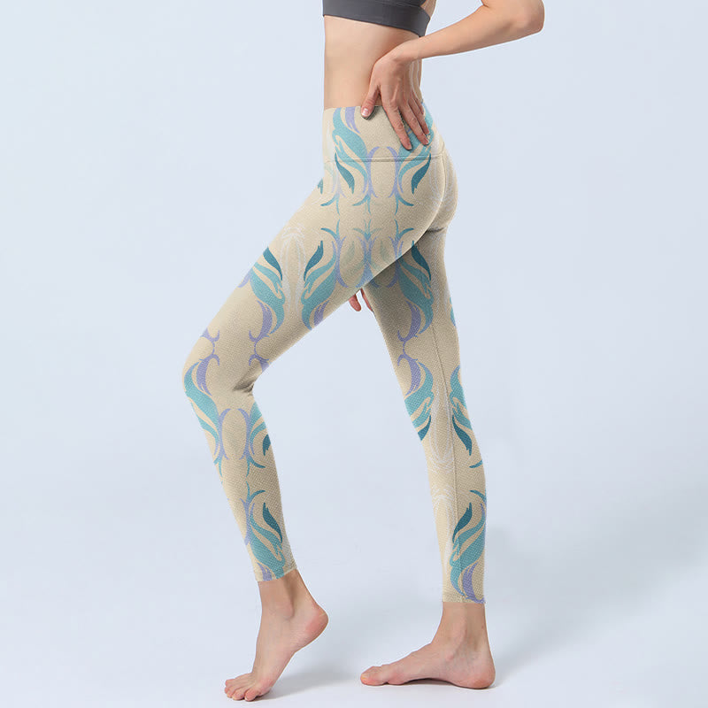 Buddha Stones Blue Purple Green Lines Gym Leggings Women's Yoga Pants - image 3