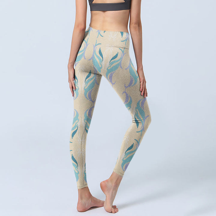 Buddha Stones Blue Purple Green Lines Gym Leggings Women's Yoga Pants - image 5