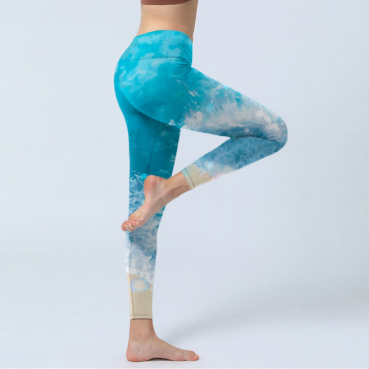 Buddha Stones Ocean Waves Fish Gym Leggings Women's Yoga Pants - image 3