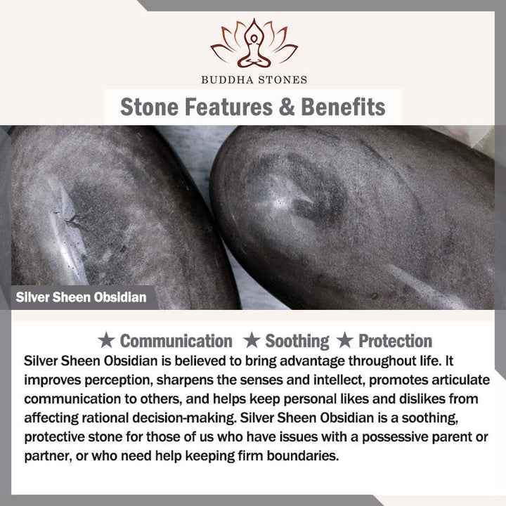 Buddha Stones Natural Irregular Cut Obsidian Grey Jasper 925 Sterling Silver Rolled Leaf Bead Protection Bracelet - image 5
