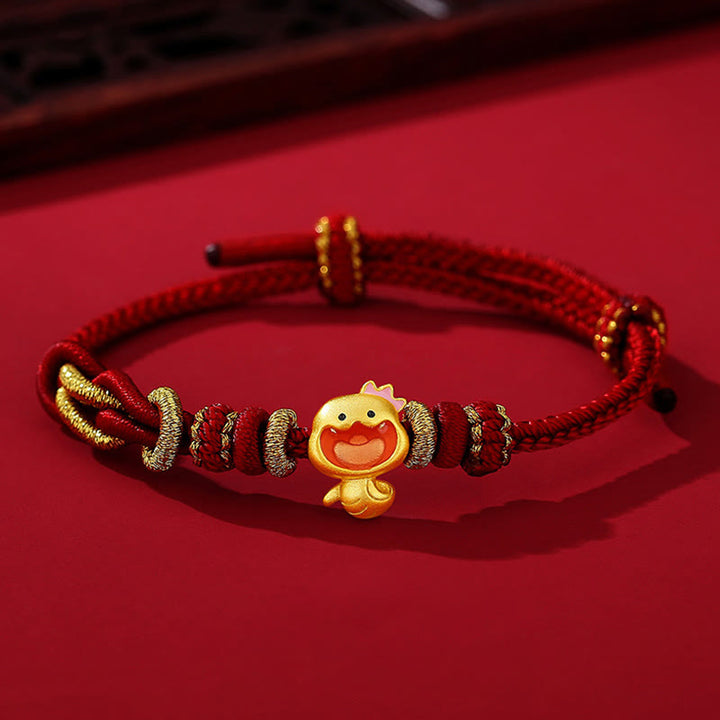 Buddha Stones Red String 925 Sterling Silver Year of the Snake Cute Crown Snake Strength Bracelet