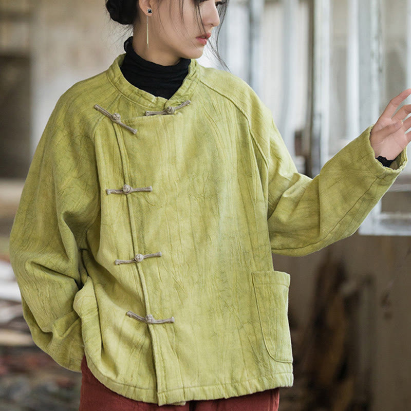 Buddha Stones Solid Color Frog-button Thermal Long Sleeve Ramie Linen Women's Shirt - image 21