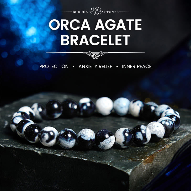 Buddha Stone Orca Agate Protection Bracelet