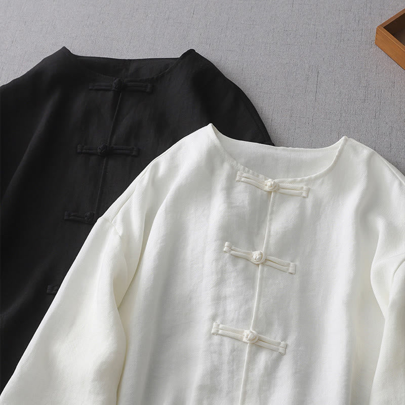 Buddha Stones Solid Color Button Long Sleeve Women's Shirt - image 9