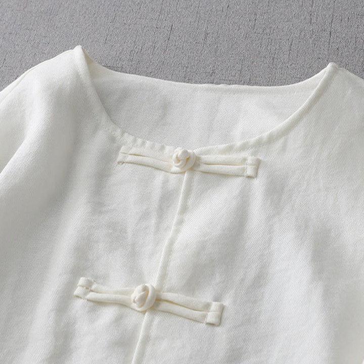 Buddha Stones Solid Color Button Long Sleeve Women's Shirt - image 3