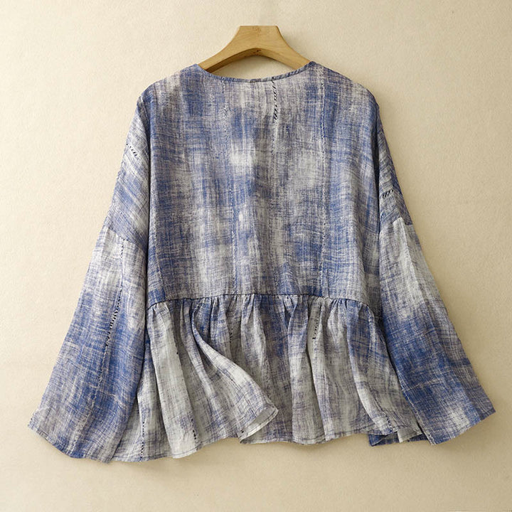 Buddha Stones Tie-Dye Button Long Sleeve Cotton Shirt - image 1