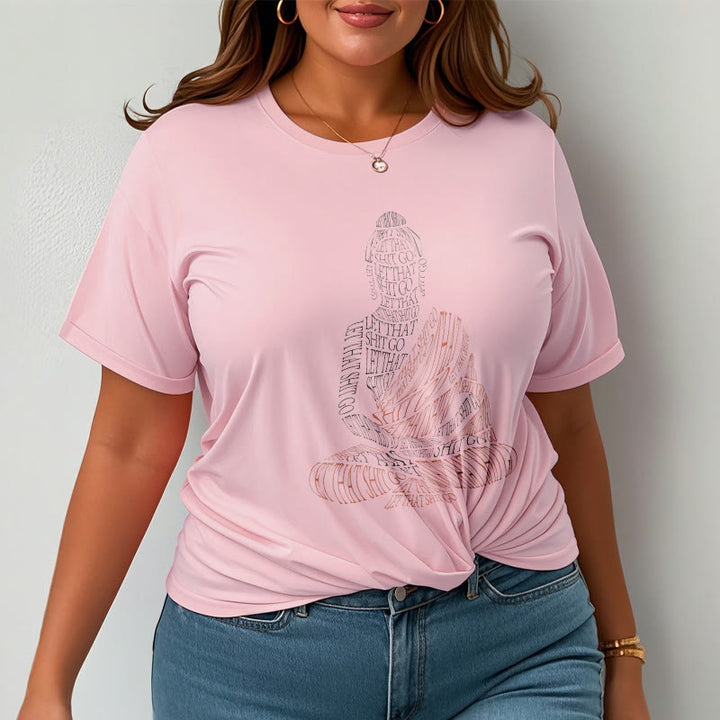 Buddha Stones Meditating Buddha Let That Shit Go Pattern Tee T-shirt