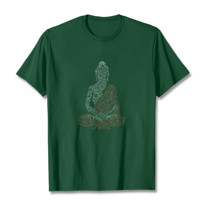 Buddha Stones Meditating Buddha Let That Shit Go Pattern Tee T-shirt