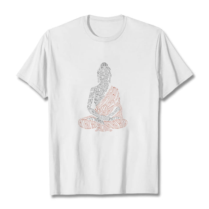 Buddha Stones Meditating Buddha Let That Shit Go Pattern Tee T-shirt - White - 2XL - image 1