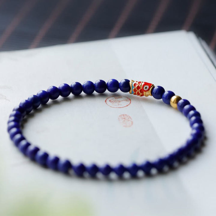 Buddha Stones Lazurite Lapis Lazuli Koi Fish Positive Bracelet - image 2