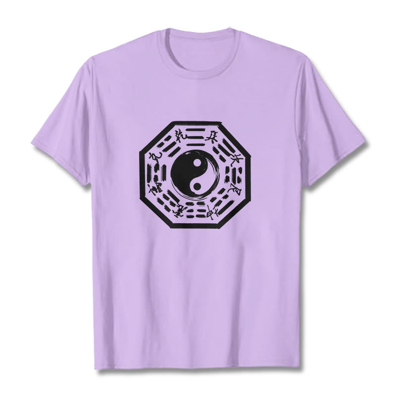 Buddha Stones Ba Gua Pattern Cotton Tee T-shirt - Plum - 2XL - image 17