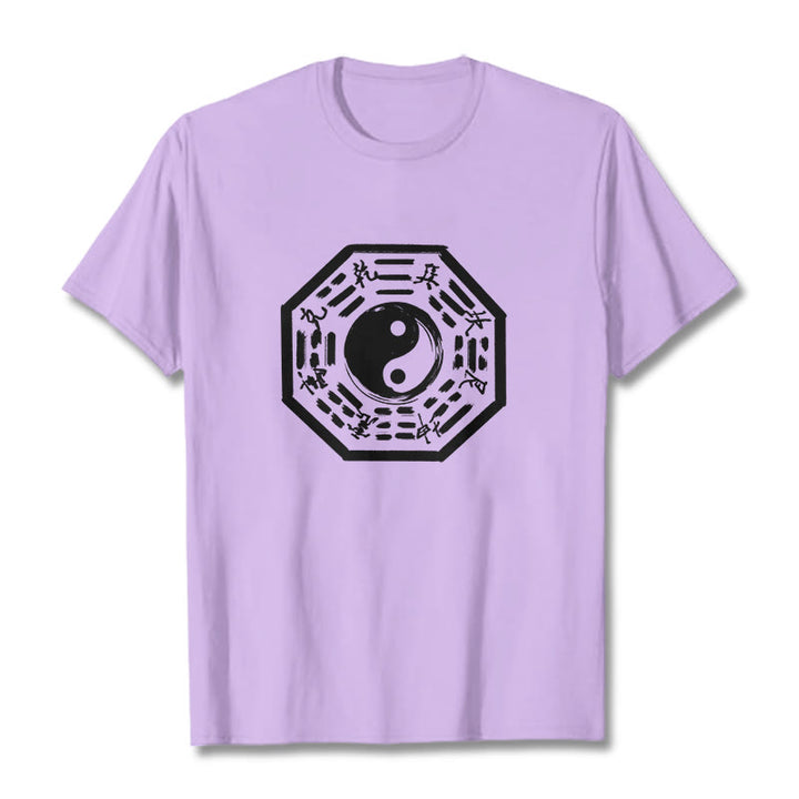 Buddha Stones Ba Gua Pattern Cotton Tee T-shirt - Plum - 2XL - image 17