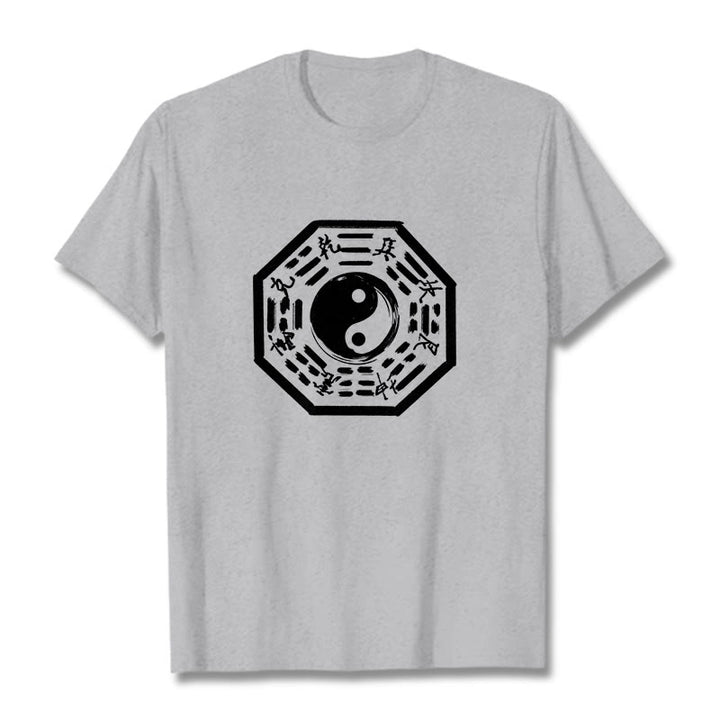 Buddha Stones Ba Gua Pattern Cotton Tee T-shirt - LightGrey - 2XL - image 11