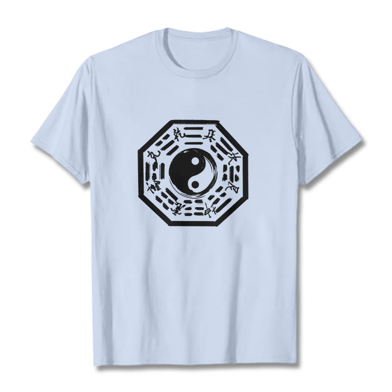 Buddha Stones Ba Gua Pattern Cotton Tee T-shirt - LightCyan - 2XL - image 12