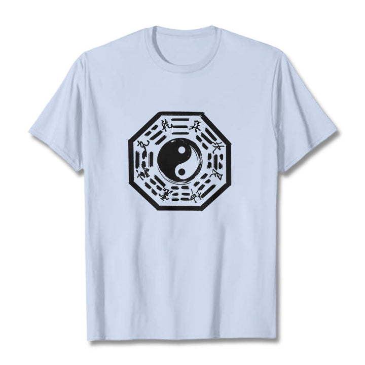 Buddha Stones Ba Gua Pattern Cotton Tee T-shirt - LightCyan - 2XL - image 12