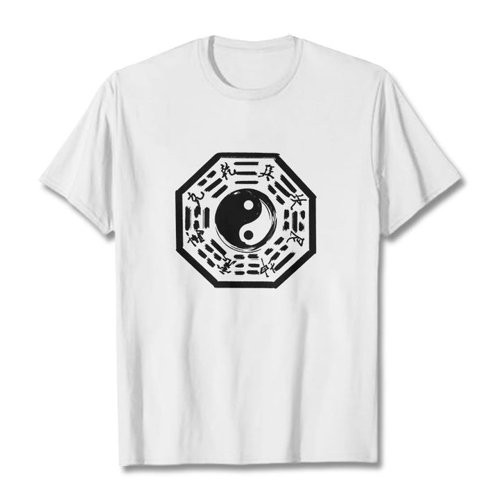 Buddha Stones Ba Gua Pattern Cotton Tee T-shirt - White - 2XL - image 6