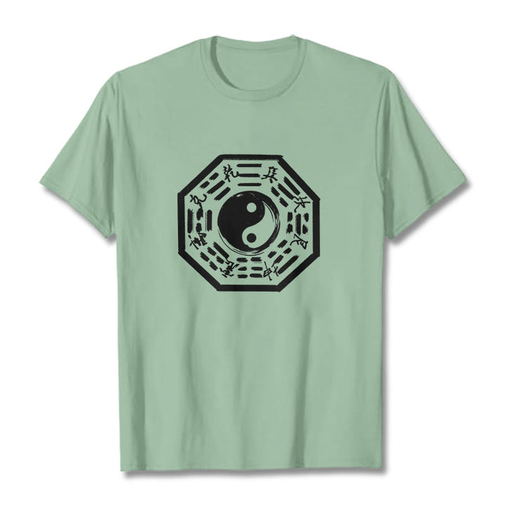 Buddha Stones Ba Gua Pattern Cotton Tee T-shirt - PaleGreen - 2XL - image 15